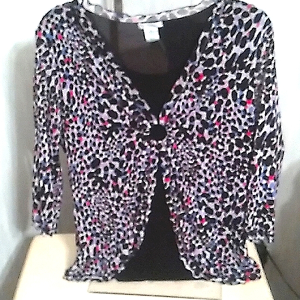Laura Ashley Large Colorful Top With 3/4 Sleeves